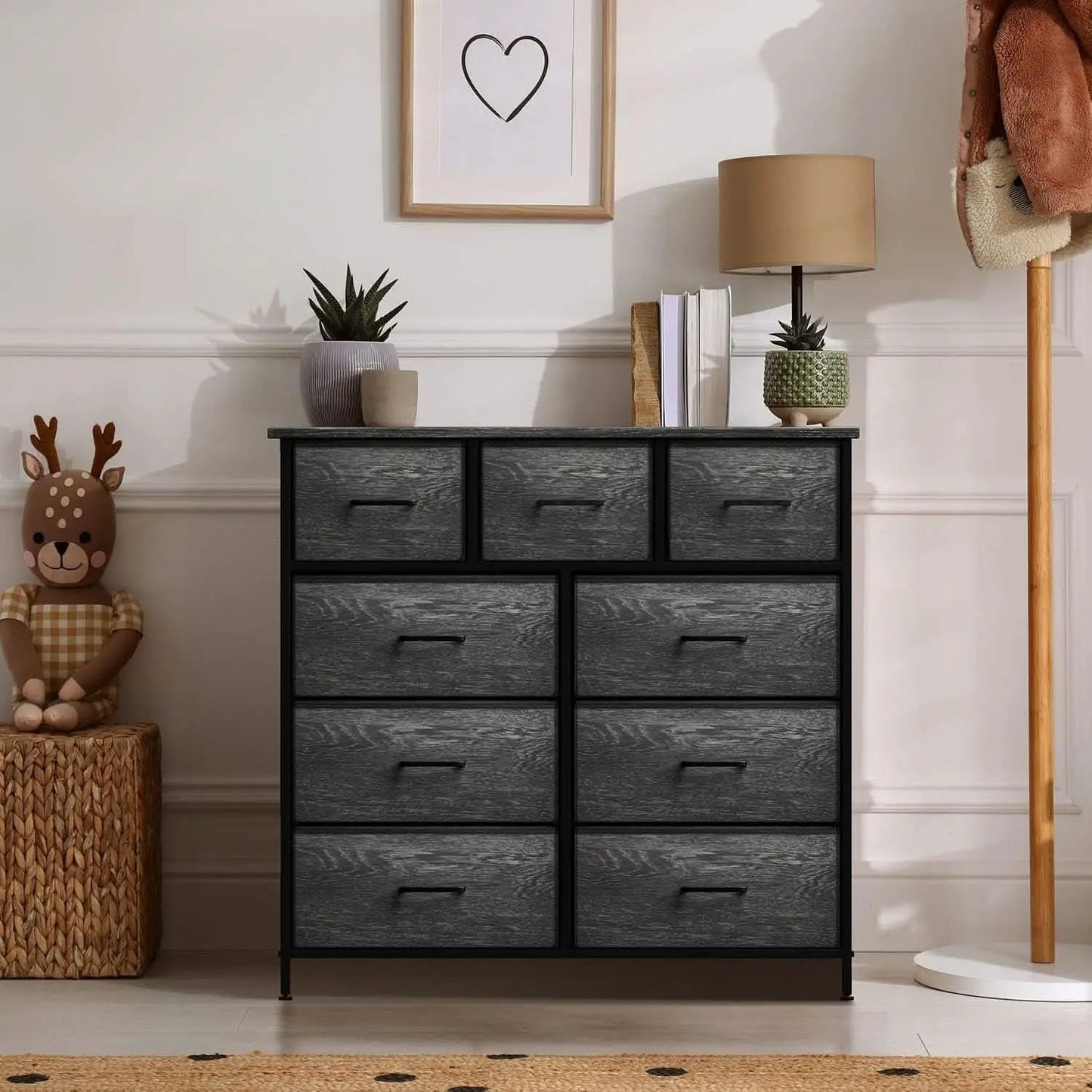 Faux Wood Dresser 9 Drawers For Bedroom Furniture Storage from PriceLows™