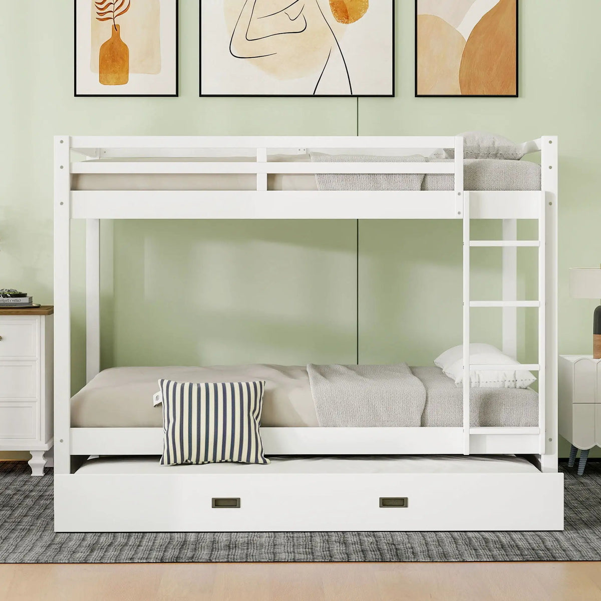 Sturdy Bunk Bed With Ladder | Solid Pine Wood | Guard Rails | Compact Layout
