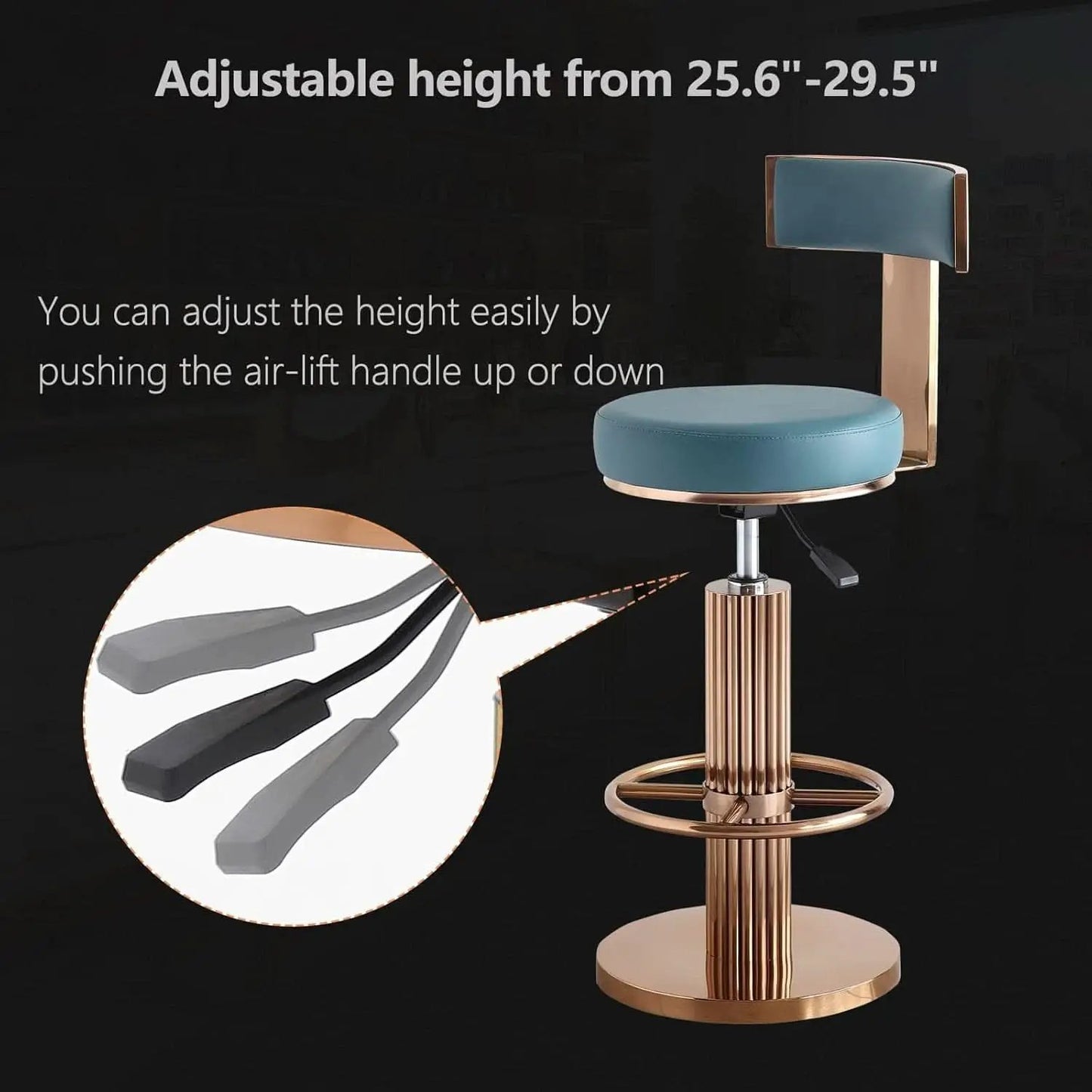 Blue Adjustable Height Counter Height Bar Stool With Backrest from PriceLows™