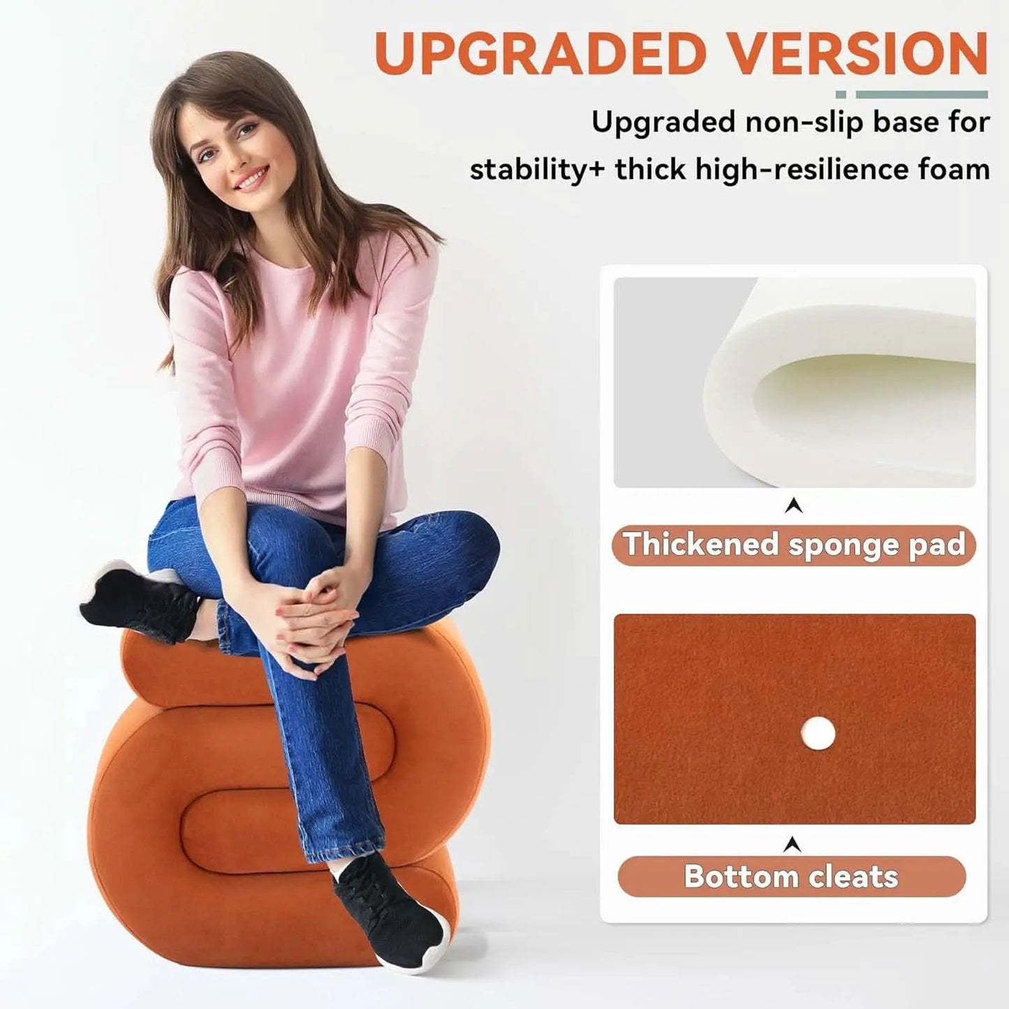 Orange Contemporary Premium S Shape Ottoman Footstool from PriceLows™