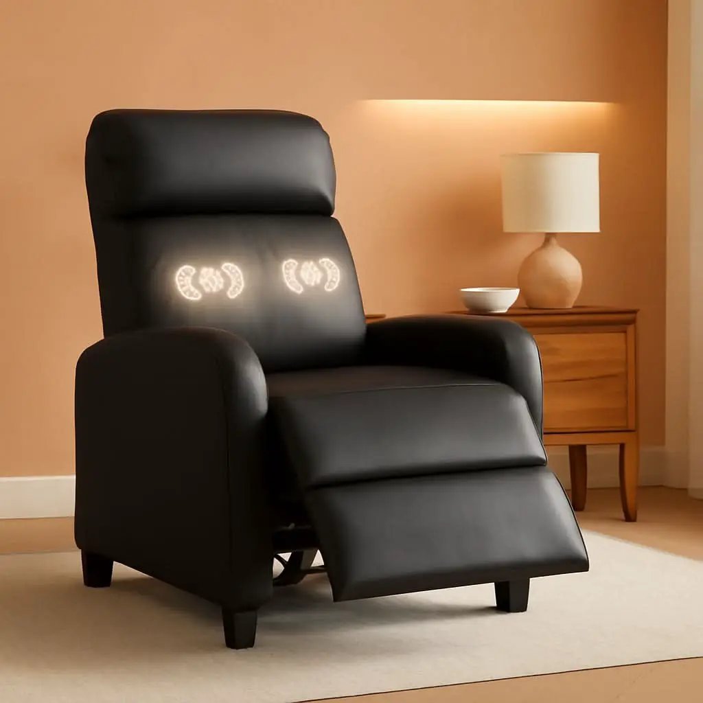 Massage Recliner Chair With Footrest Black PU Leather from PriceLows™