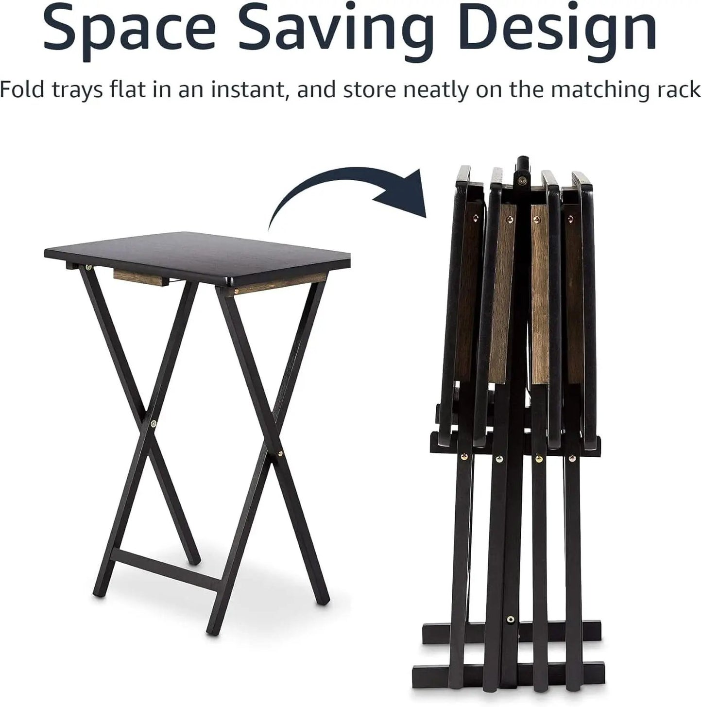 Foldable TV Dinner Tray Tables 4 Pack Black 15x19x26 from PriceLows™