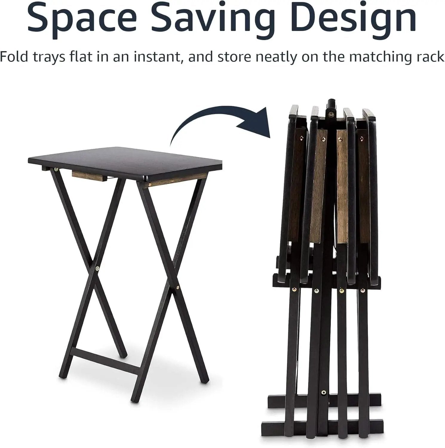 Foldable TV Dinner Tray Tables 4 Pack Black 15x19x26 from PriceLows™