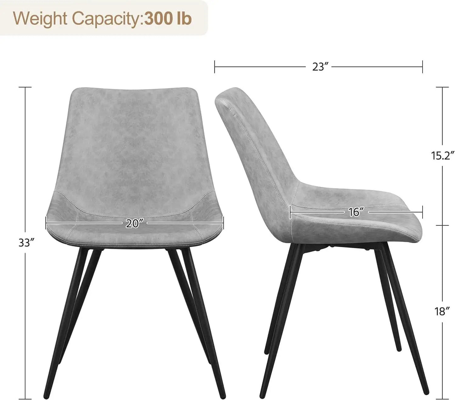 Dining Chairs Set Of 2 Grey Faux Leather With Metal Legs from PriceLows™