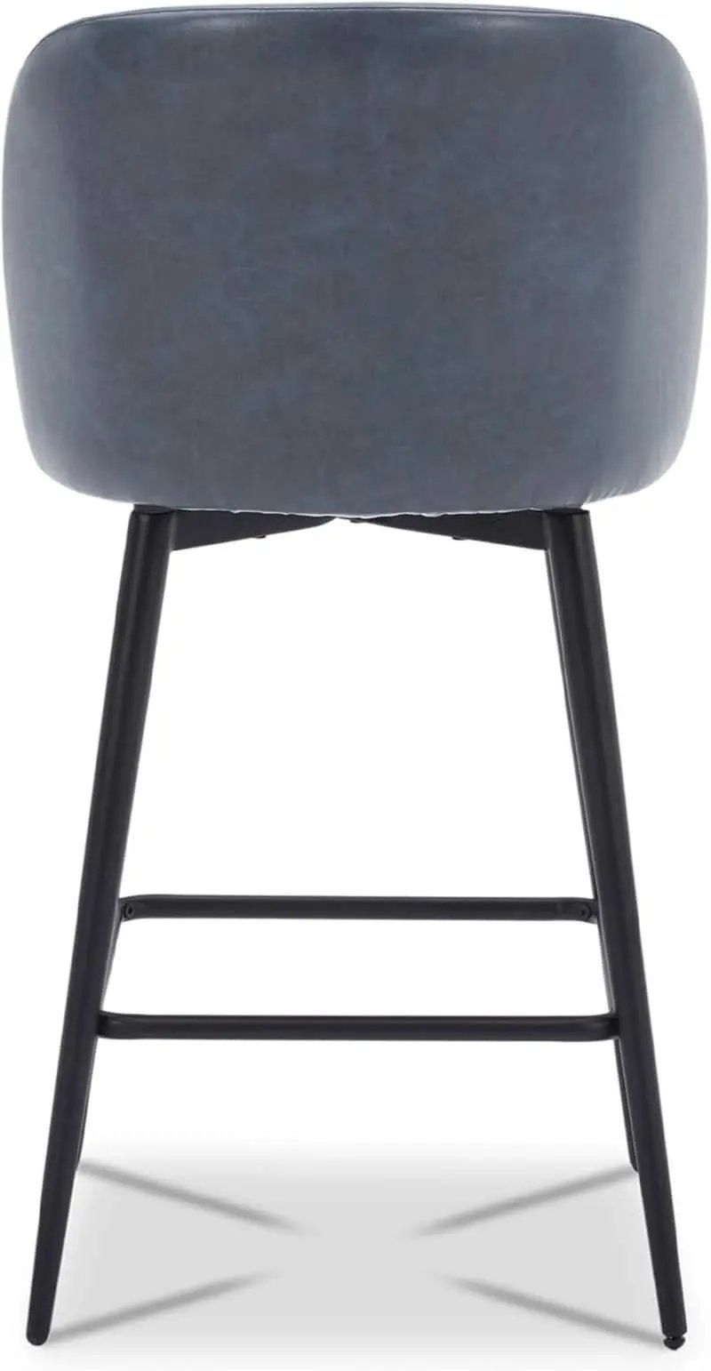 Counter Height Bar Stools 3 Pack Blue Faux Leather Swivel from PriceLows™