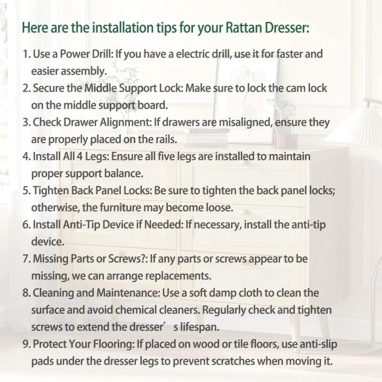 Space-Saving 3-Drawer Rattan Dresser For Bedroom Storage from PriceLows™