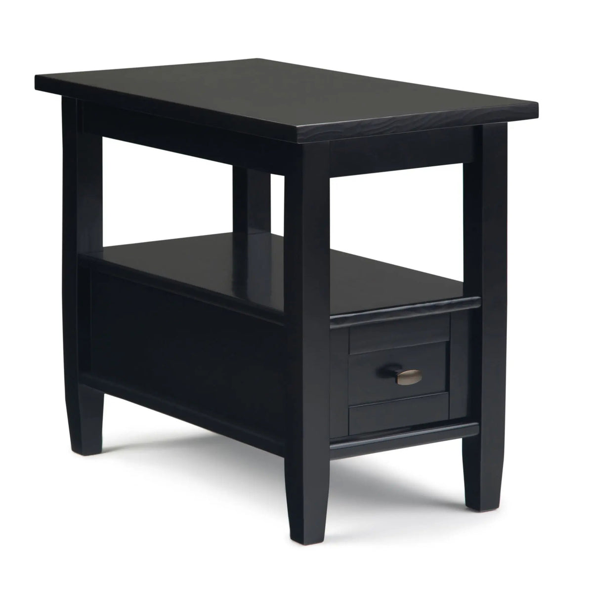 Warm Shaker Solid Wood Table | Bottom Drawer | Open Shelf Storage