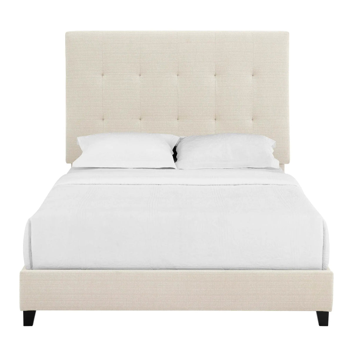 Tufted Upholstered Headboard Platform Bed | Laminated Veneer Lumber | CertiPUR-US Foam | 60 Inch Height