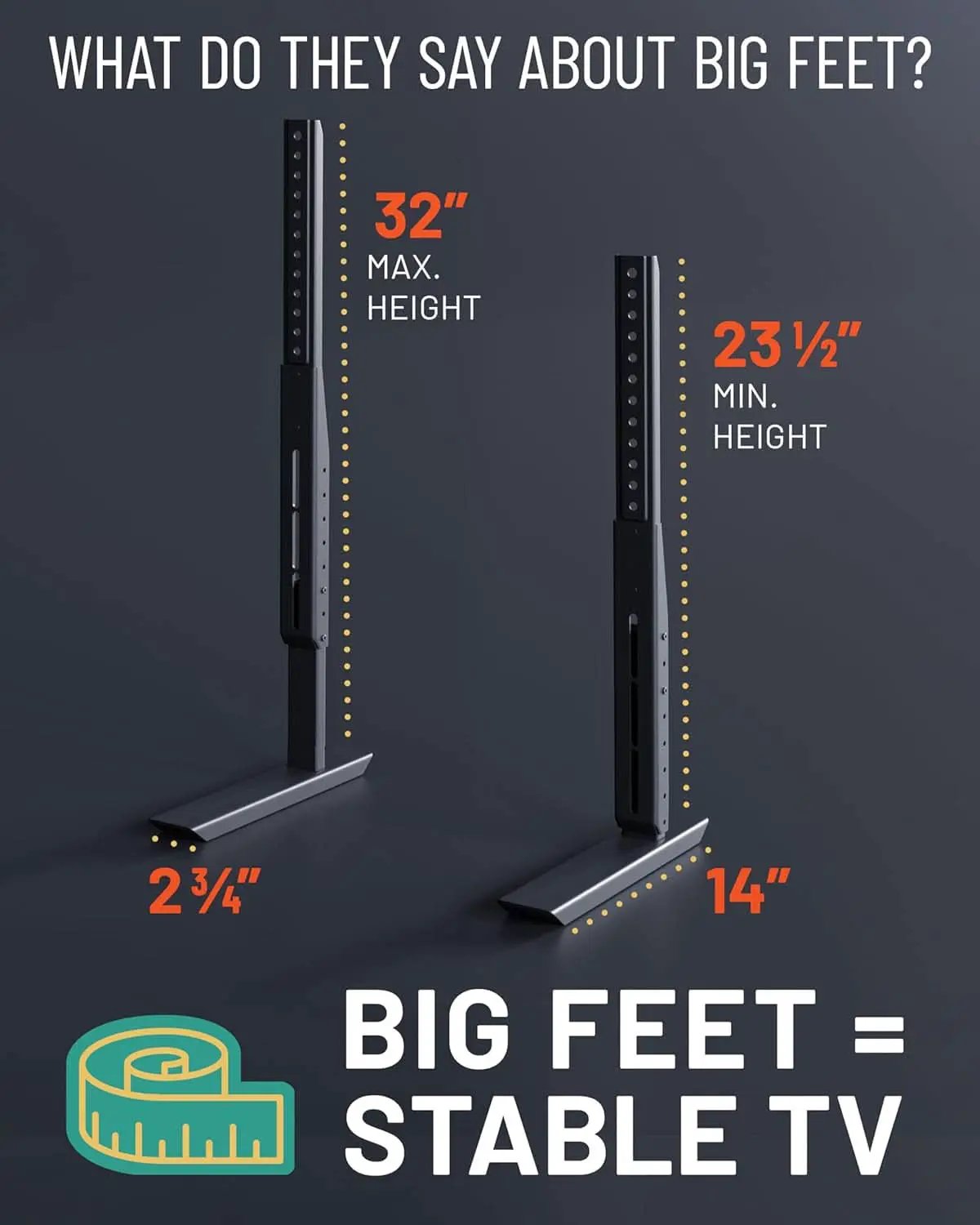 Universal Height Adjustable TV Stand For 49 To 77 Inch TVs from PriceLows™
