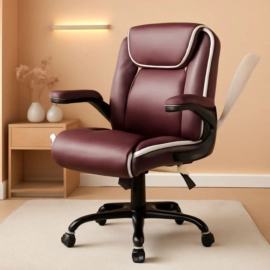 Brown Ergonomic Office Chair With Adjustable Flip Up Arms from PriceLows™