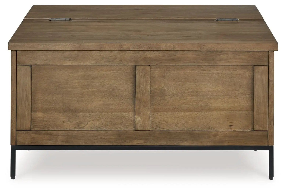 Torlanta Lift Top Cocktail Table | 36 x 36 x 18.5 in | Solid Wood & Steel | Brown