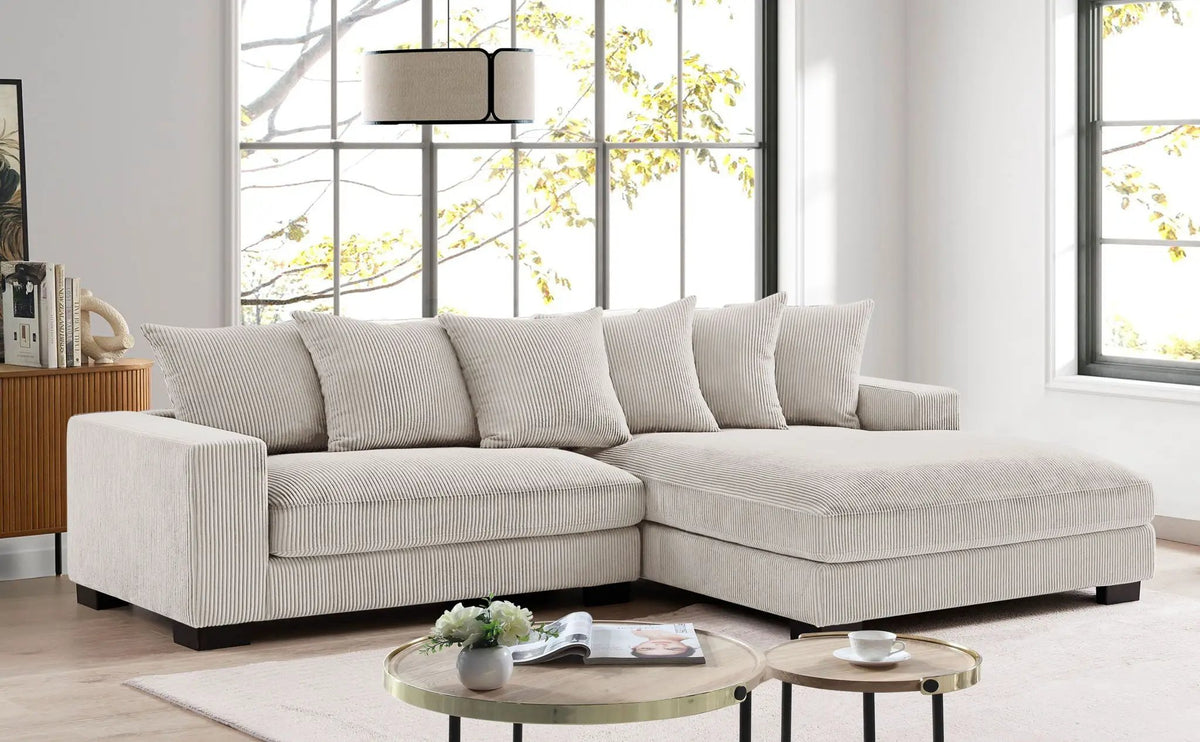 Luxe Oversized Sectional Sofa | 2 Piece L Shaped Couch | Chaise Included | Deep-Seated Design