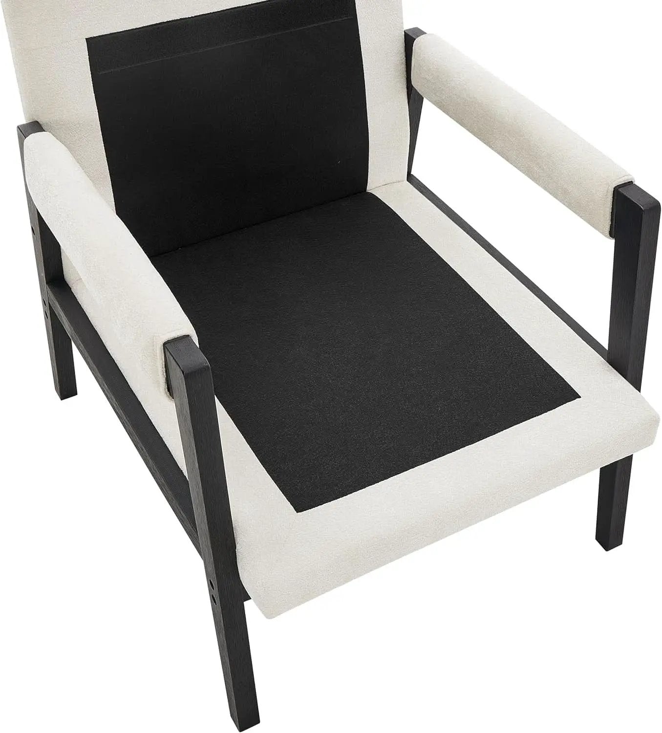 White Chenille Upholstered Mid Century Accent Armchair from PriceLows™