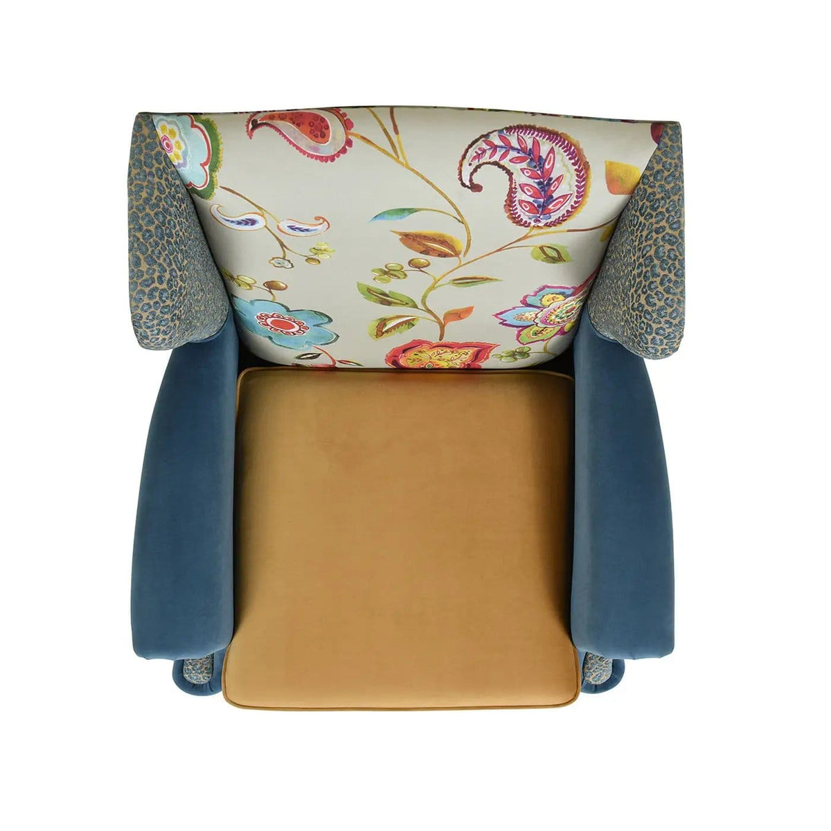 Anya Boho Chic Wingback Accent Arm Chair | 34 x 36 x 38.5 in | Velvet & Fabric | Floral / Leopard / Blue Teal / Yellow Gold