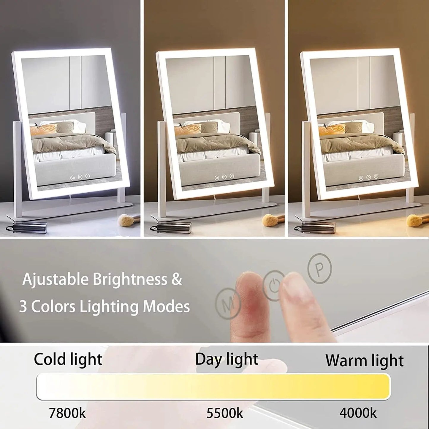 17In White Lighted Makeup Mirror 3 Color Lighting Modes And 5X Magnification from PriceLows™
