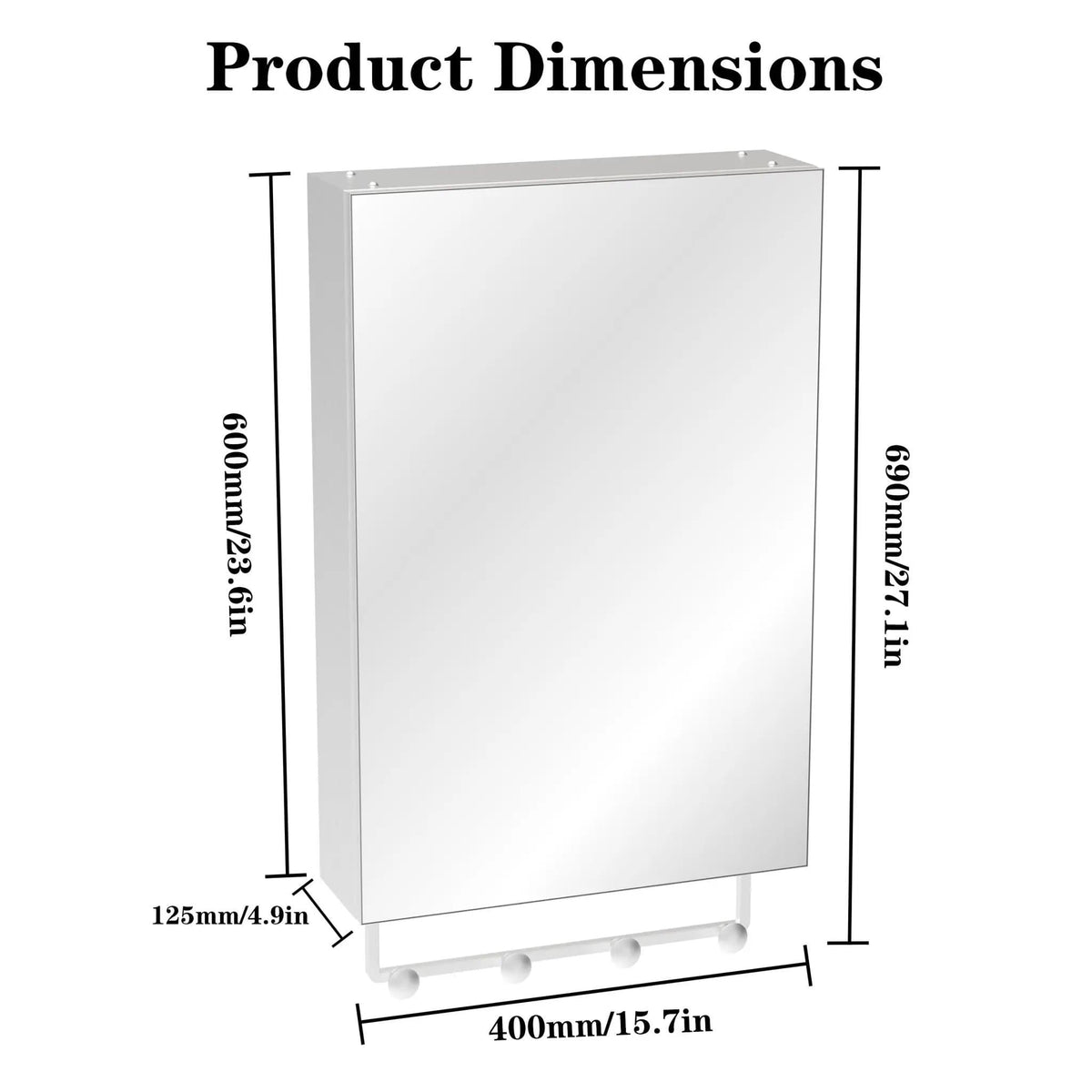 Medicine Cabinet, Wall Mounted Bathroom Mirror With Storage, Adjustable Shelves - | 24 x 16 x 4.8 in | Bathroom Furniture | Silver