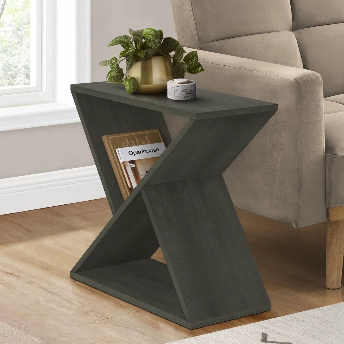 Accent Side Table | 24 Inch High | Veneer Finish | Modern Nightstand