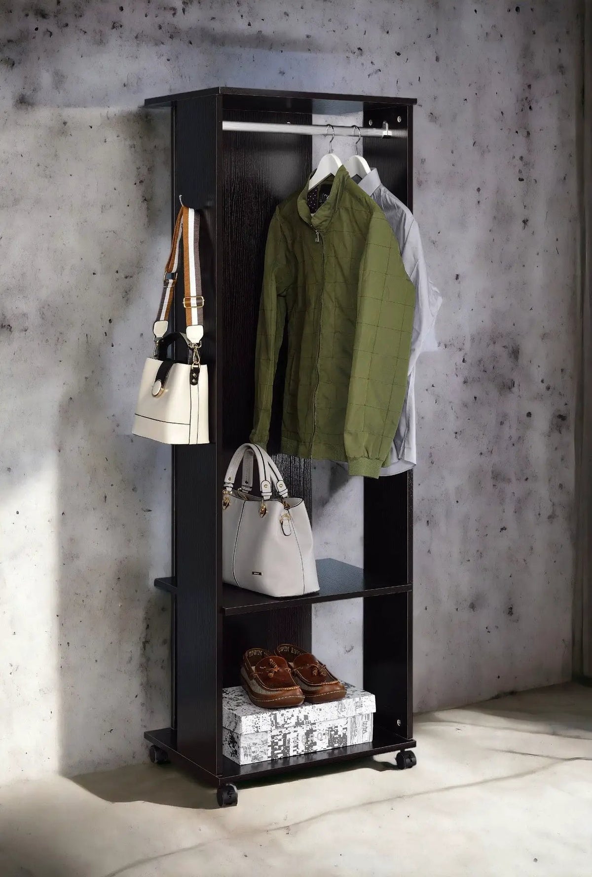 Kolen Hall Tree | Espresso | Hanging Rod | Two Open Compartments