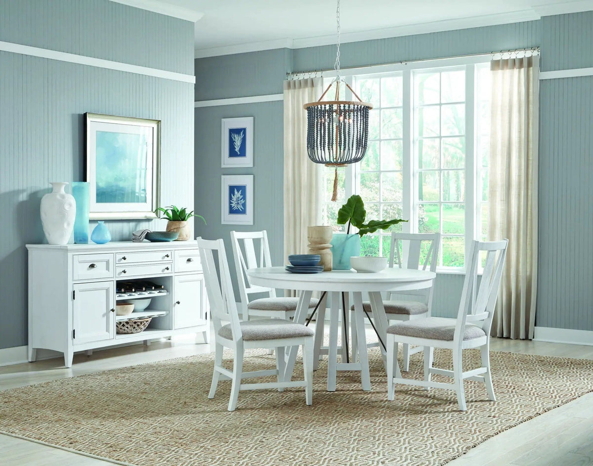 Heron Cove Round Dining Table | 52 x 52 x 30 in | Metal & Veneer | Chalk White