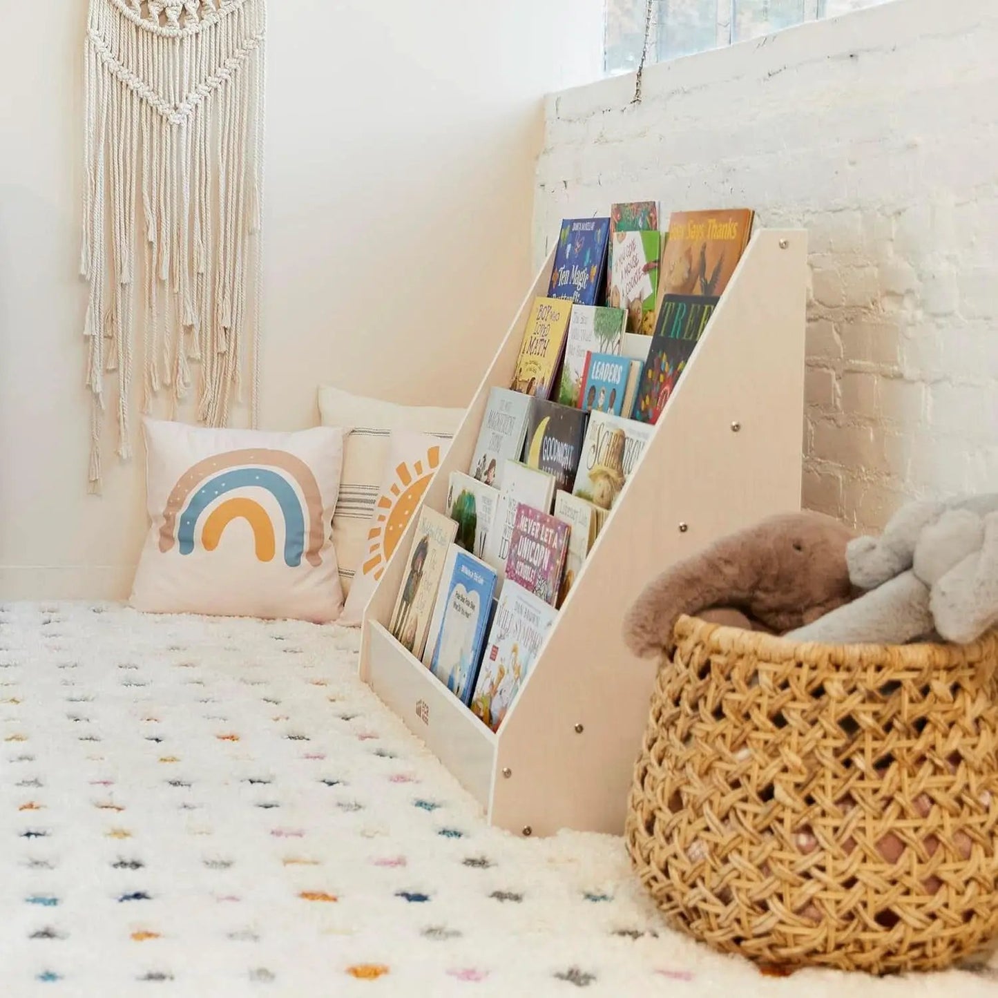 Single Sided Book Display Classroom Bookshelf White Wash from PriceLows™