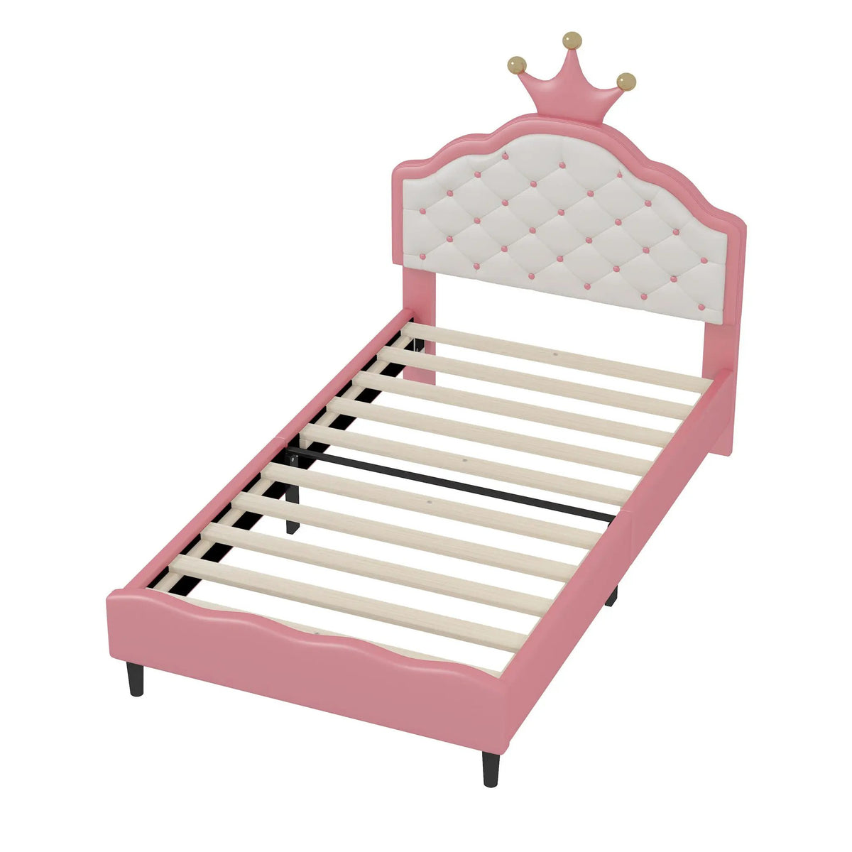 Crown Princess Bed | Tufted Headboard | Fantasy Crown Design | Sturdy Plywood Frame