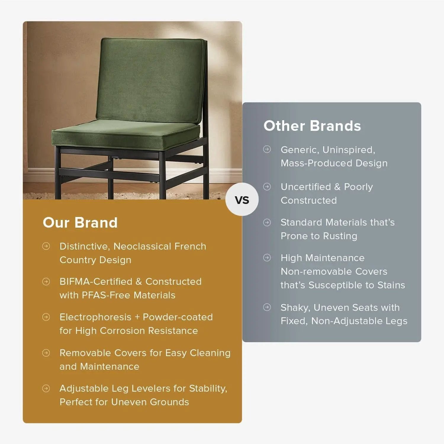 Odelia Olive Green Velvet Dining Chairs With Removable Cushion Covers from PriceLows™
