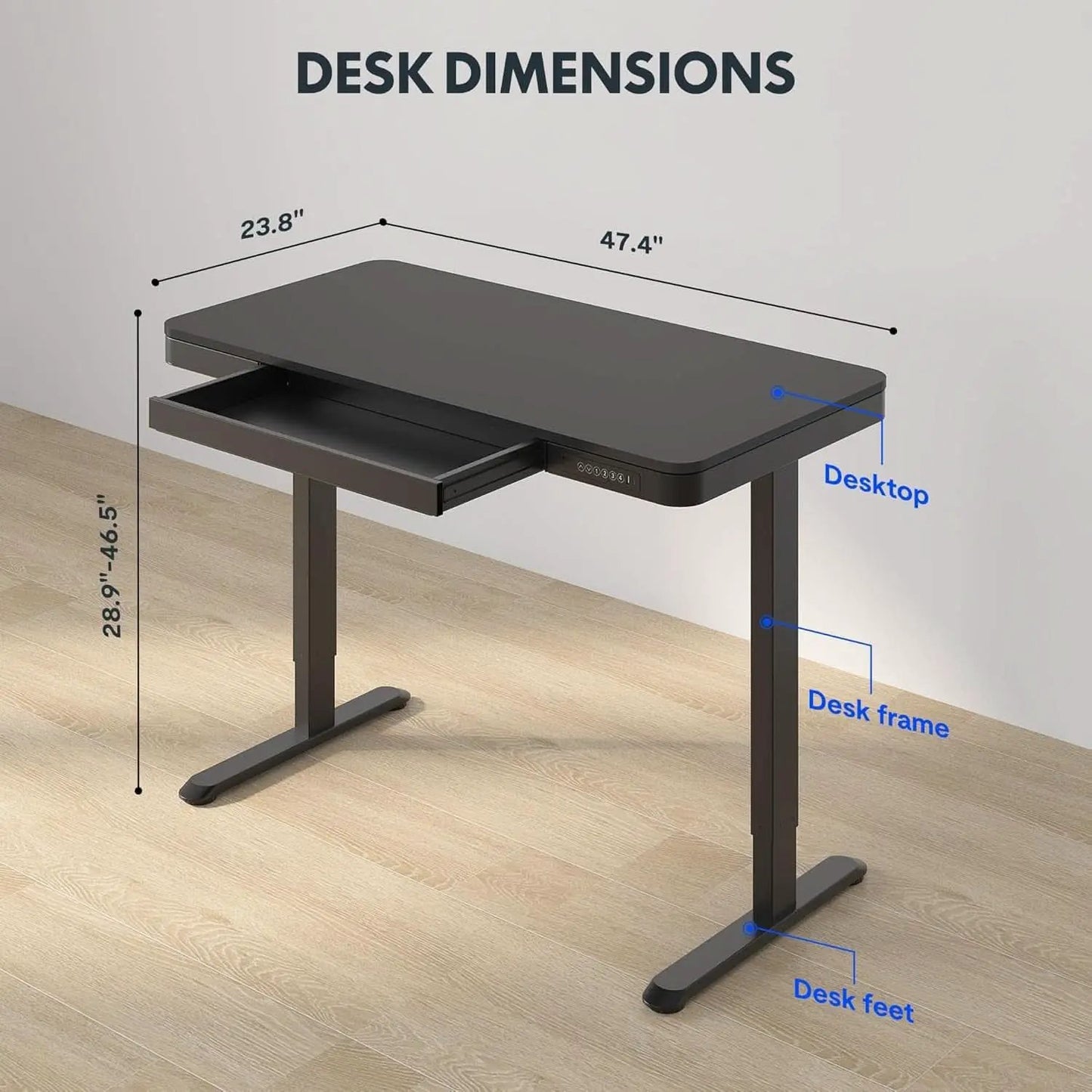 Electric Standing Desk With USB Ports And Drawer Storage from PriceLows™