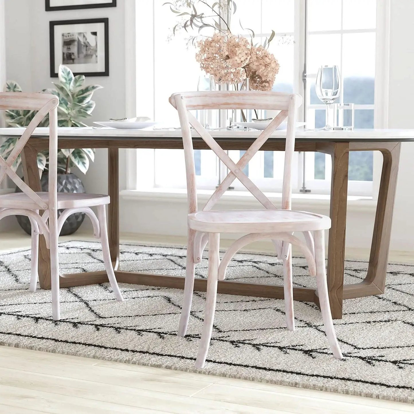 2 Pack Lime Wash X Back Dining Chairs Stackable For Banquet Hall And Dining Room Areas from PriceLows™