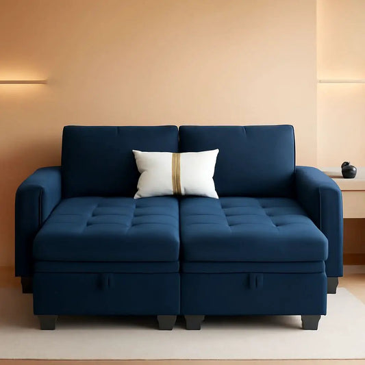 Velvet Modular Sectional Sofa With Storage Sleeper Blue from PriceLows™