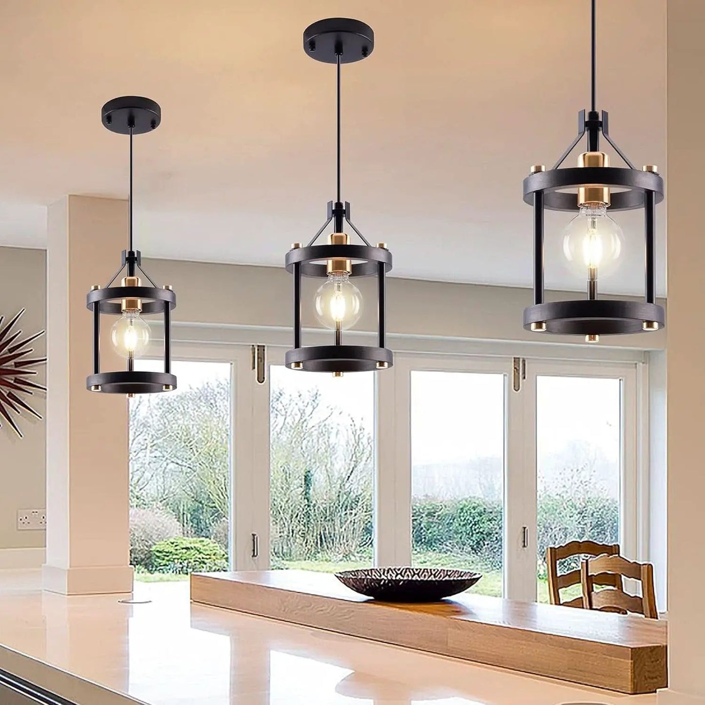Black Farmhouse Pendant Lights With Adjustable Cords from PriceLows™