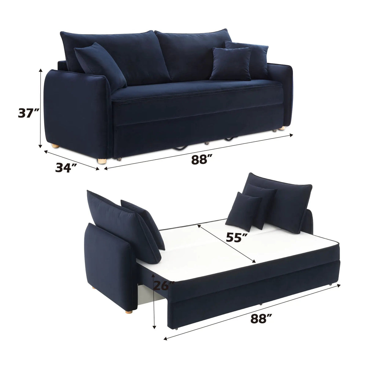 Irina Sleeper Sofa | Pull Out Sleep | Storage | Removable Back Cushions