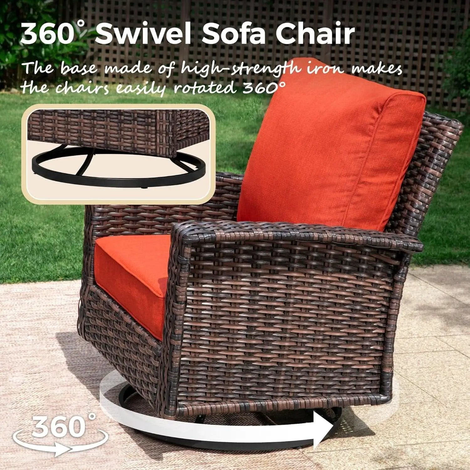 Oversized Wicker Patio Furniture Set with Swivel Chairs from PriceLows™