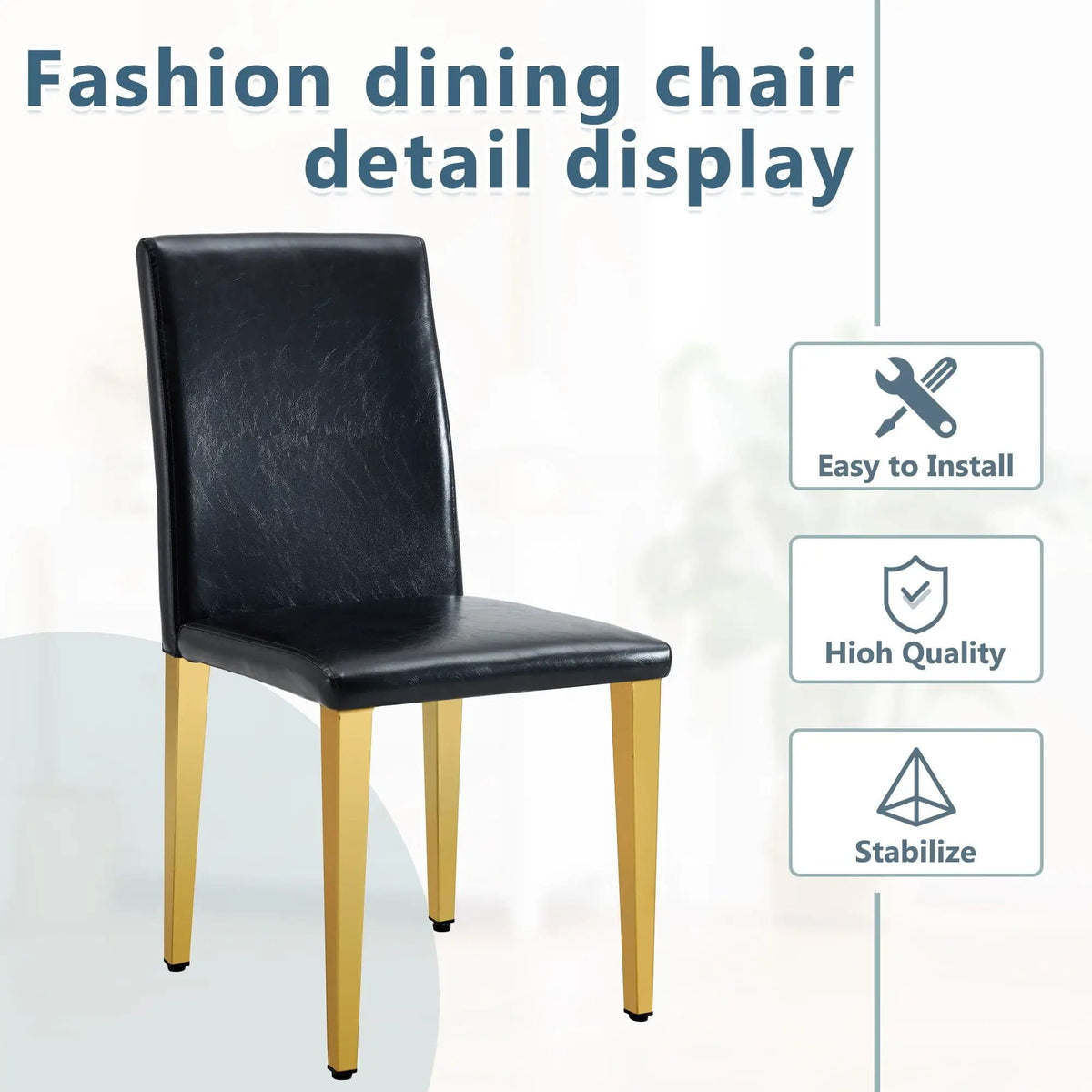 Modern Dining Chairs With Metal Legs Chair Set | 3 Pieces | Metal | Dining Room