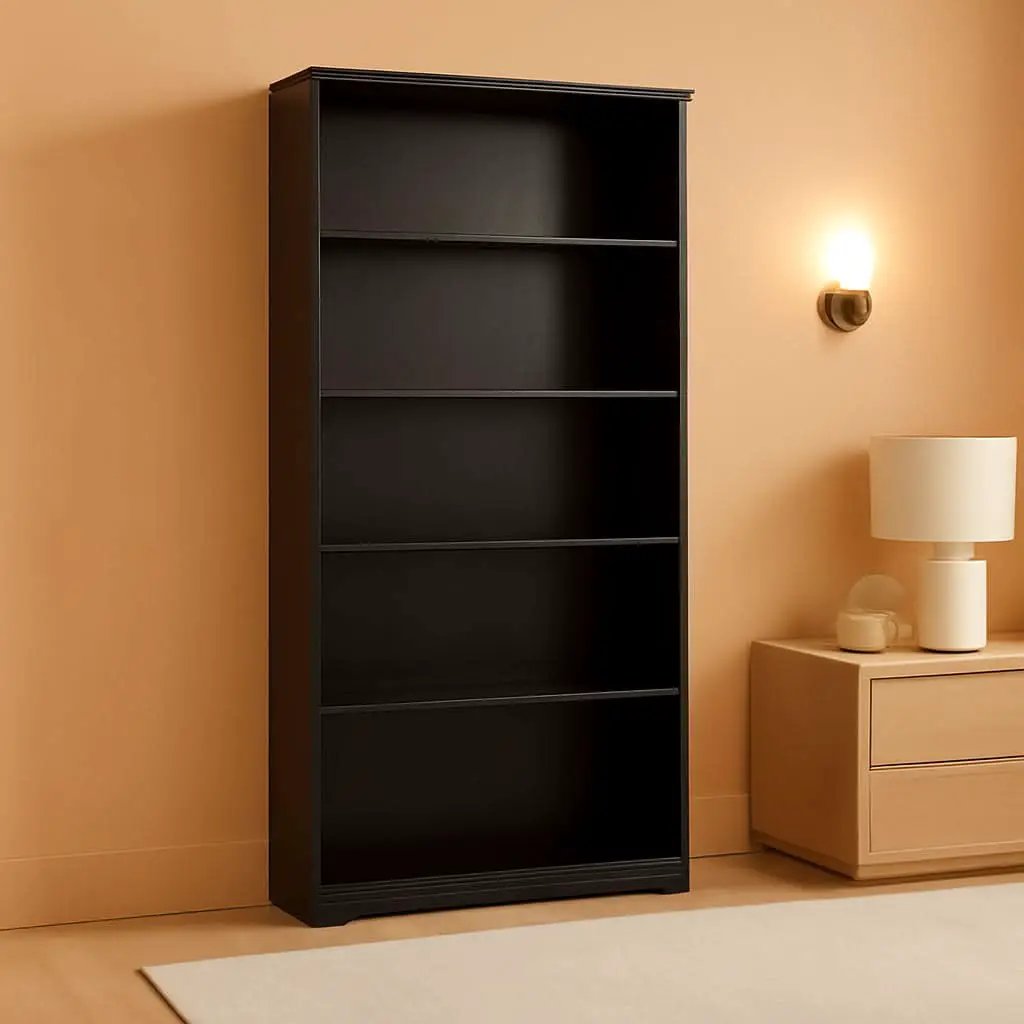 Tall Five Shelf Bookcase Espresso Oak For Living Room from PriceLows™