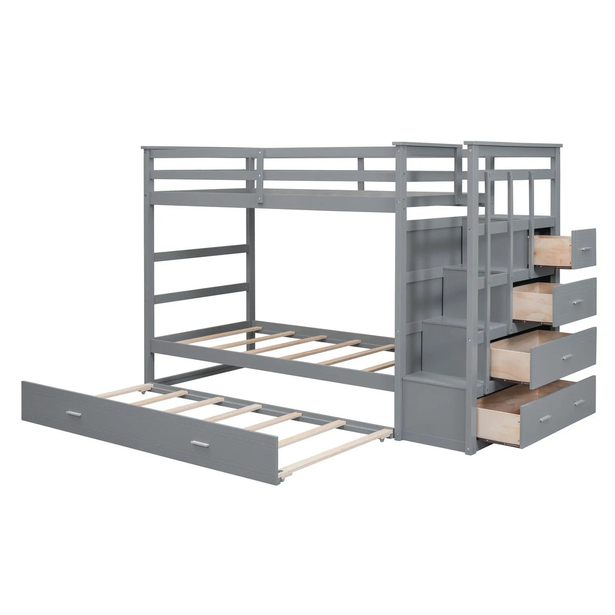 Bunk Bed With Trundle | Storage Staircase | Space Maximizing Design | Durable Construction