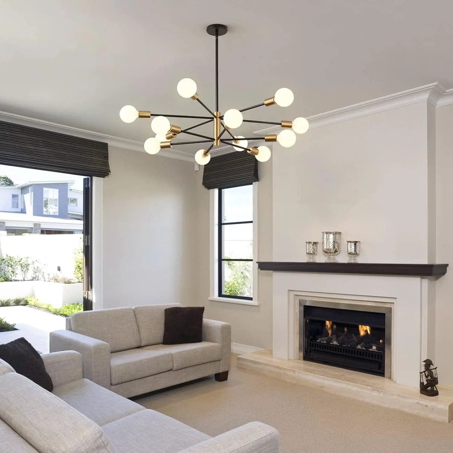Gold Black Sputnik Chandelier 12 Light With Adjustable Height from PriceLows™
