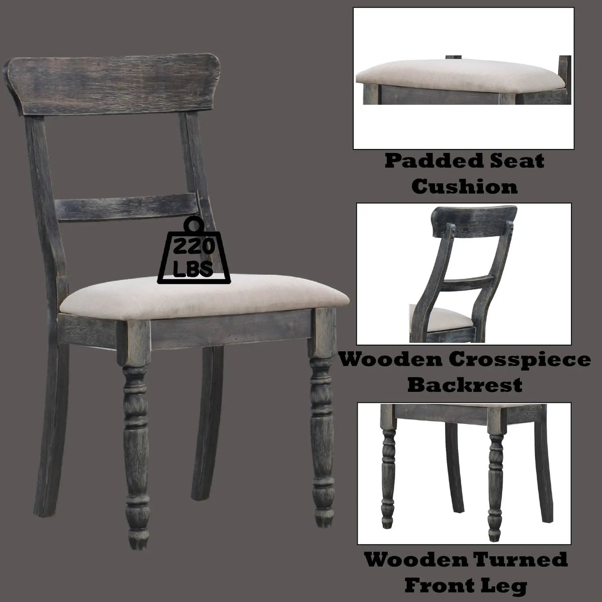 Leventis Linen Side Chairs | Set Of 2 | Light Brown | Weathered Gray Wood Details