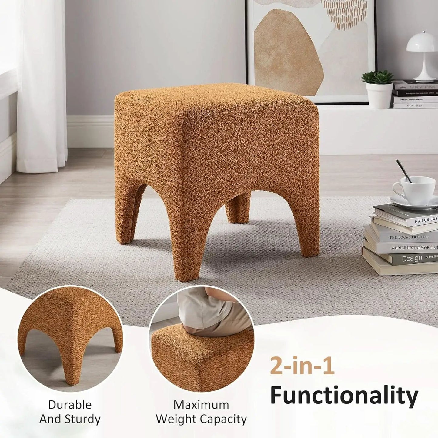 Curry Seventeen Inch Ottoman Footstool Living Room Decor from PriceLows™