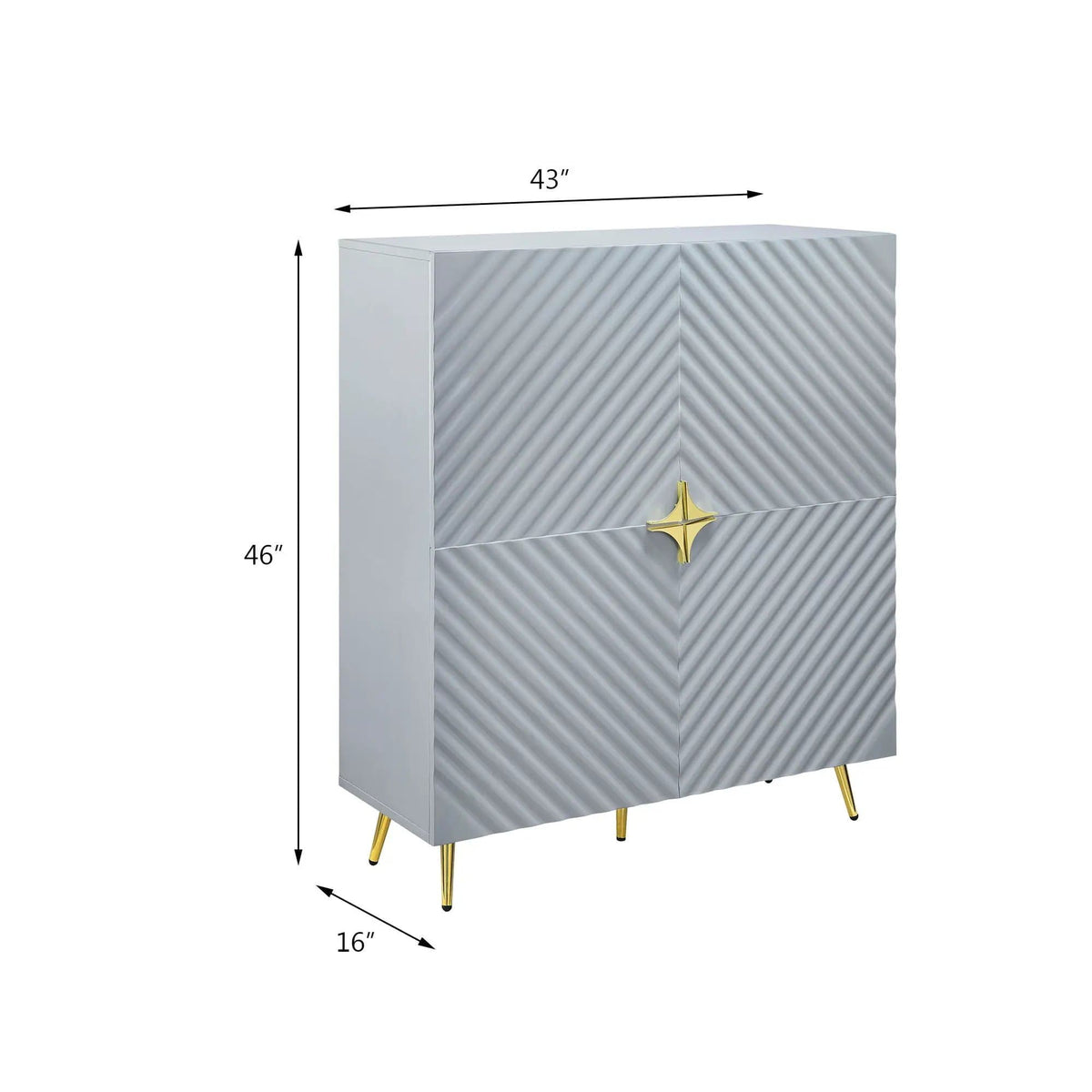 Gaines High Gloss Accent Cabinet | 16 x 43 x 46 in | Metal | Living Room