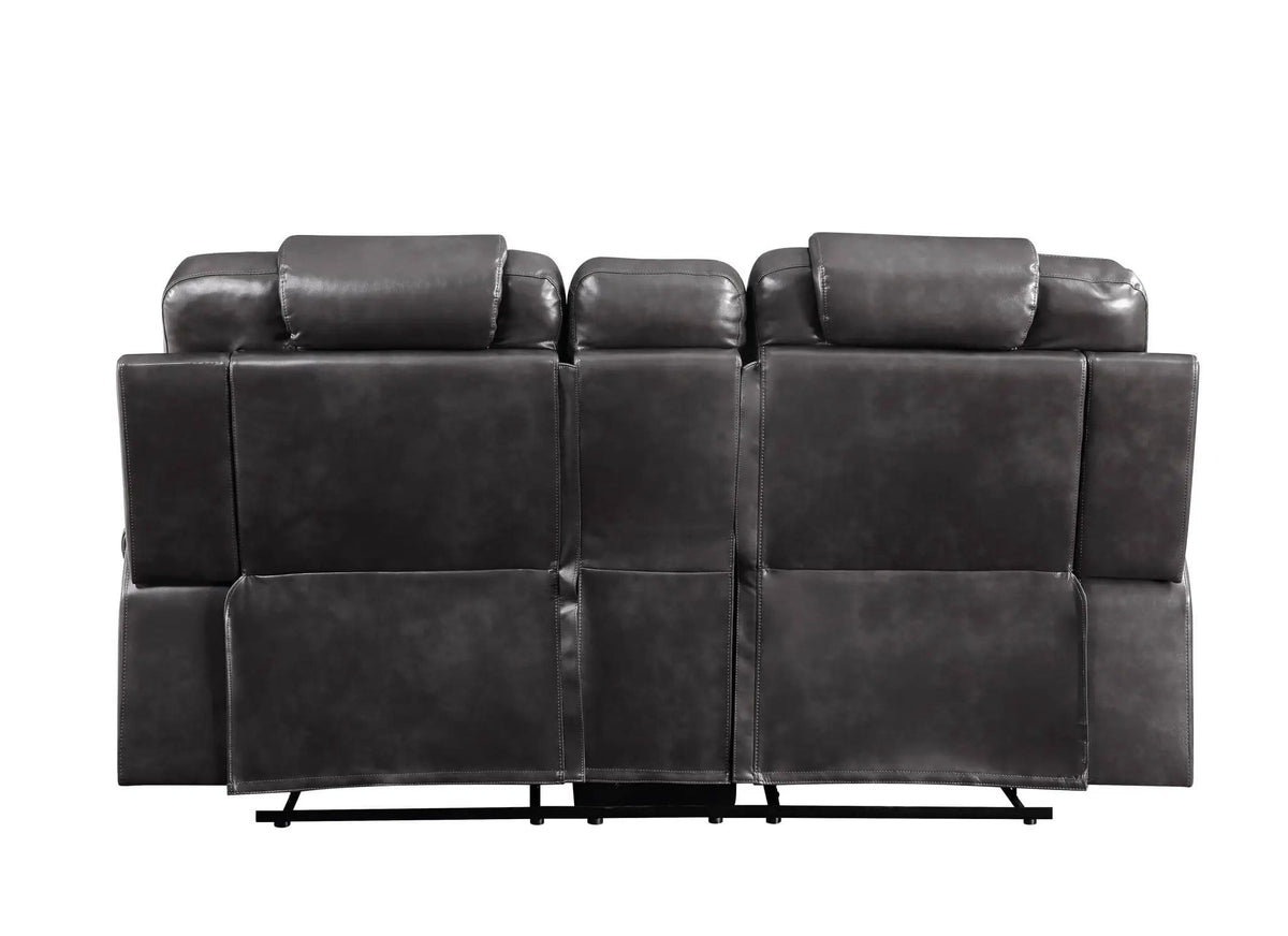 Braylon Recliner Loveseat With Cupholder Console | 38 x 78 x 44 in | Leather & Metal | Brown