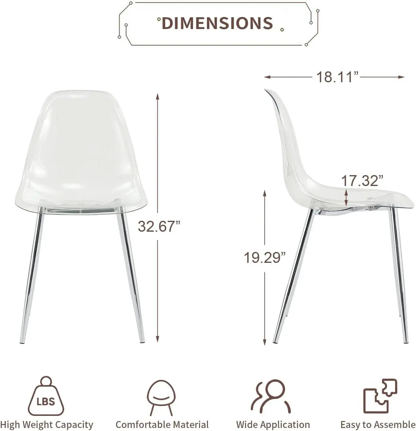 Clear Acrylic Dining Chairs Set Of 4 With Metal Legs from PriceLows™