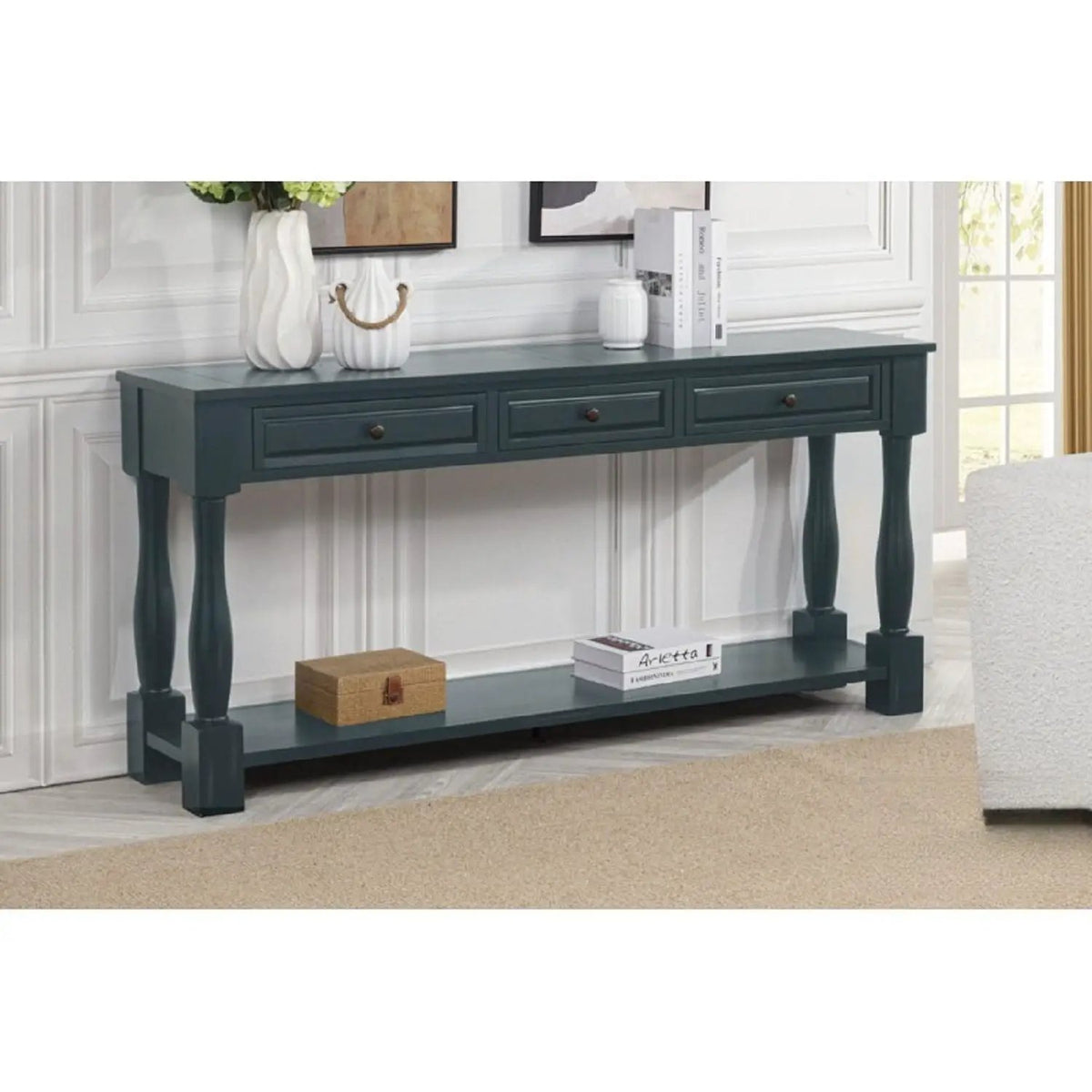 Console Table | Acacia Wood | 3 Drawers | Storage Shelf