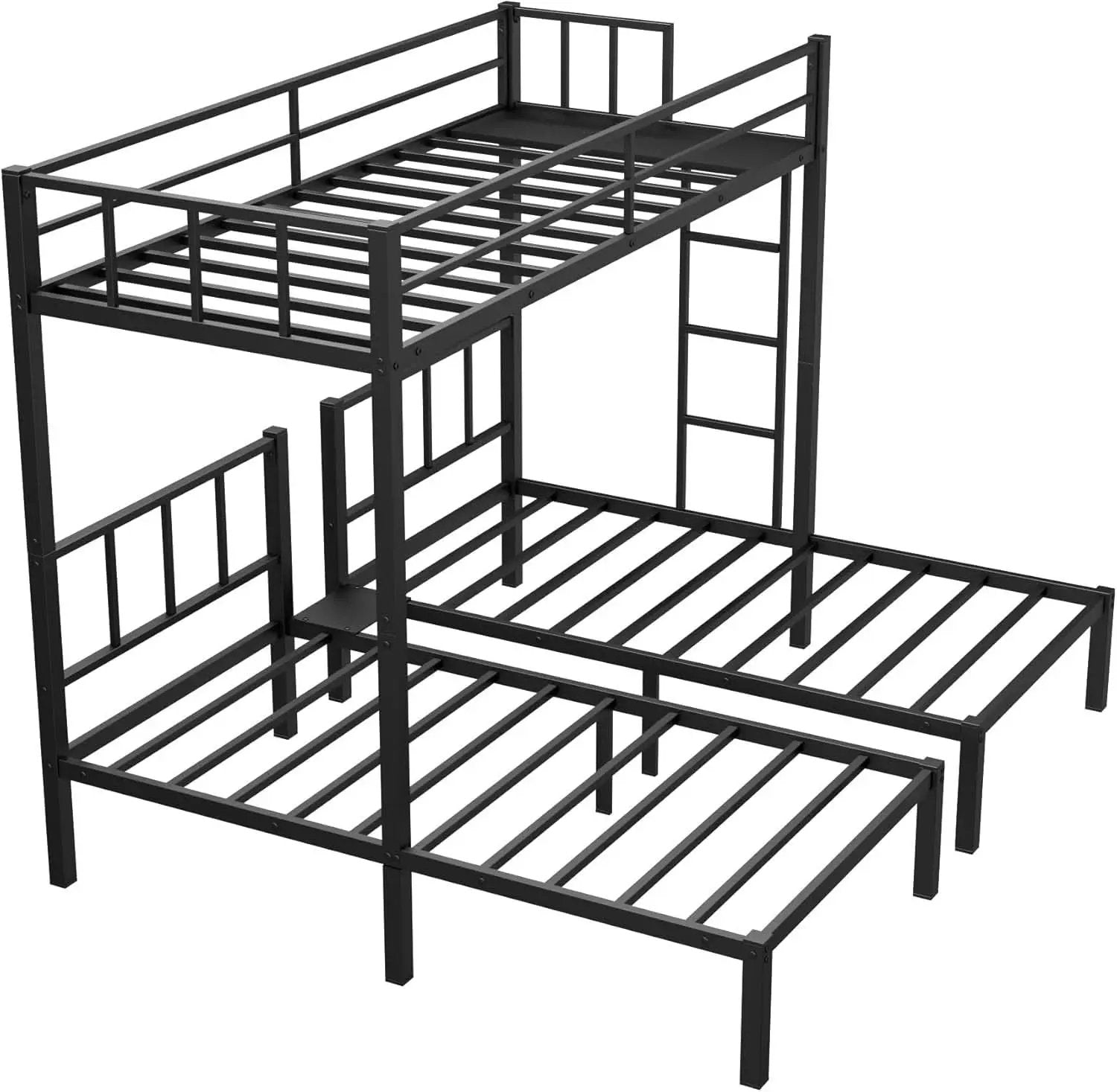 Triple Bunk Bed For Three Kids Built In Desk Black from PriceLows™