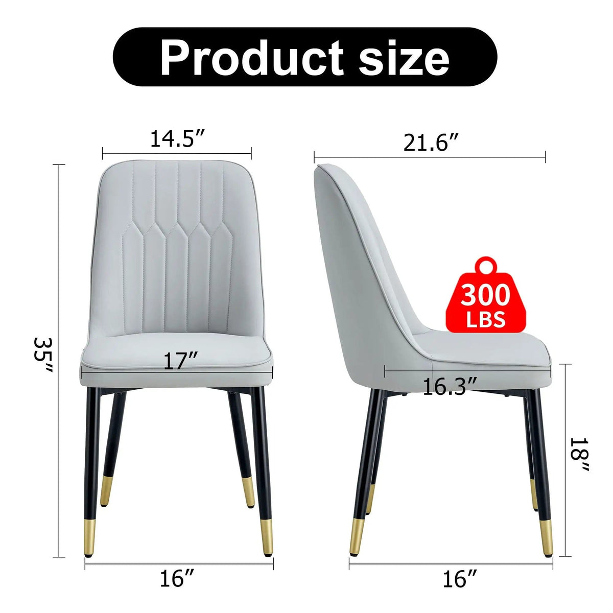 Modern Chair With Metal Legs Chair Set | 2 Pieces | Metal | Dining Room