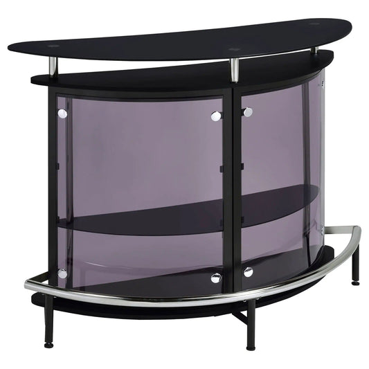 Amarillo Freestanding Glass Top Home Bar Wine Cabinet | 50.75 x 20 x 41 in | Glass & Acrylic | Black