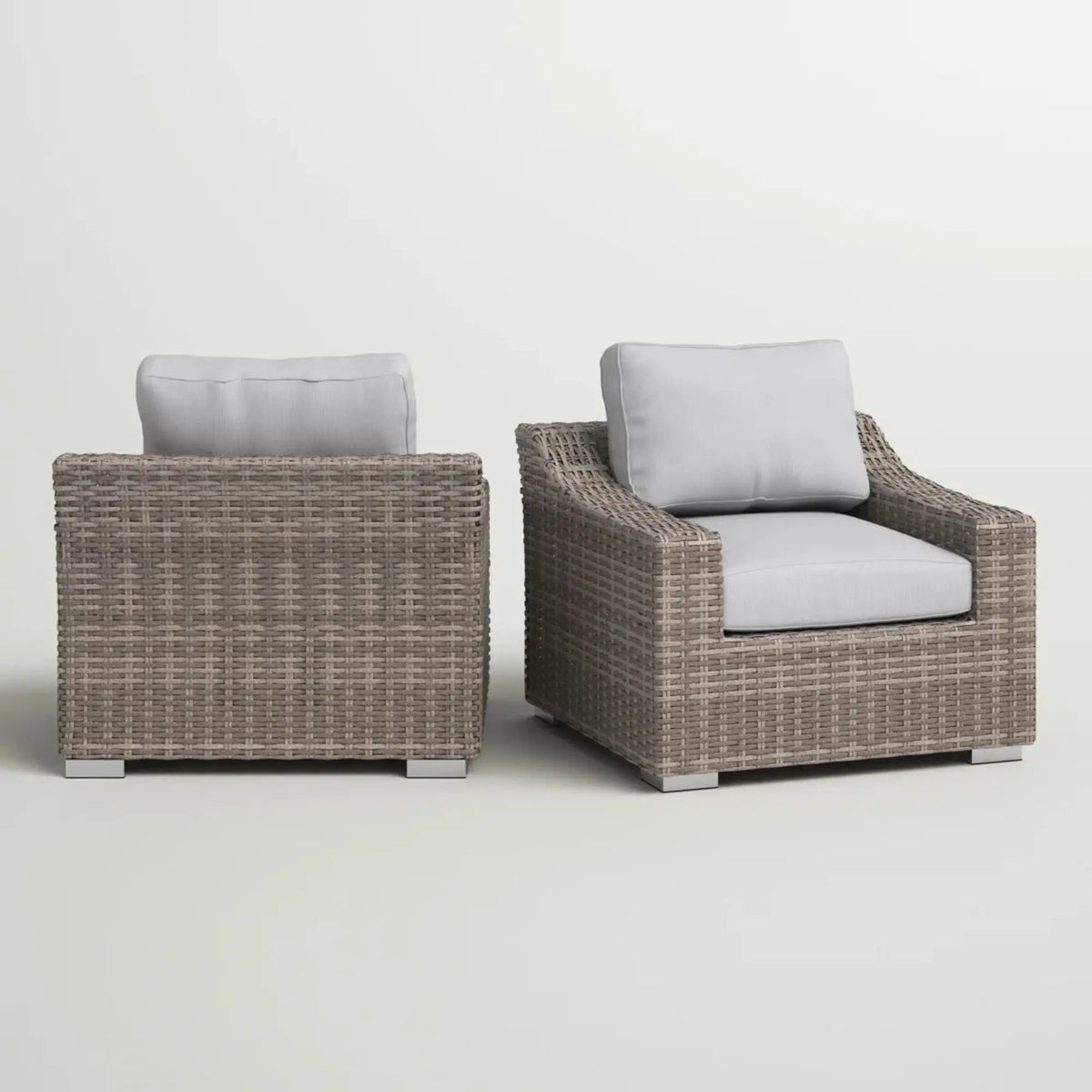 Patio Armchair With Cushions | Modern Wicker Design | Boxy Silhouette | No Assembly Required