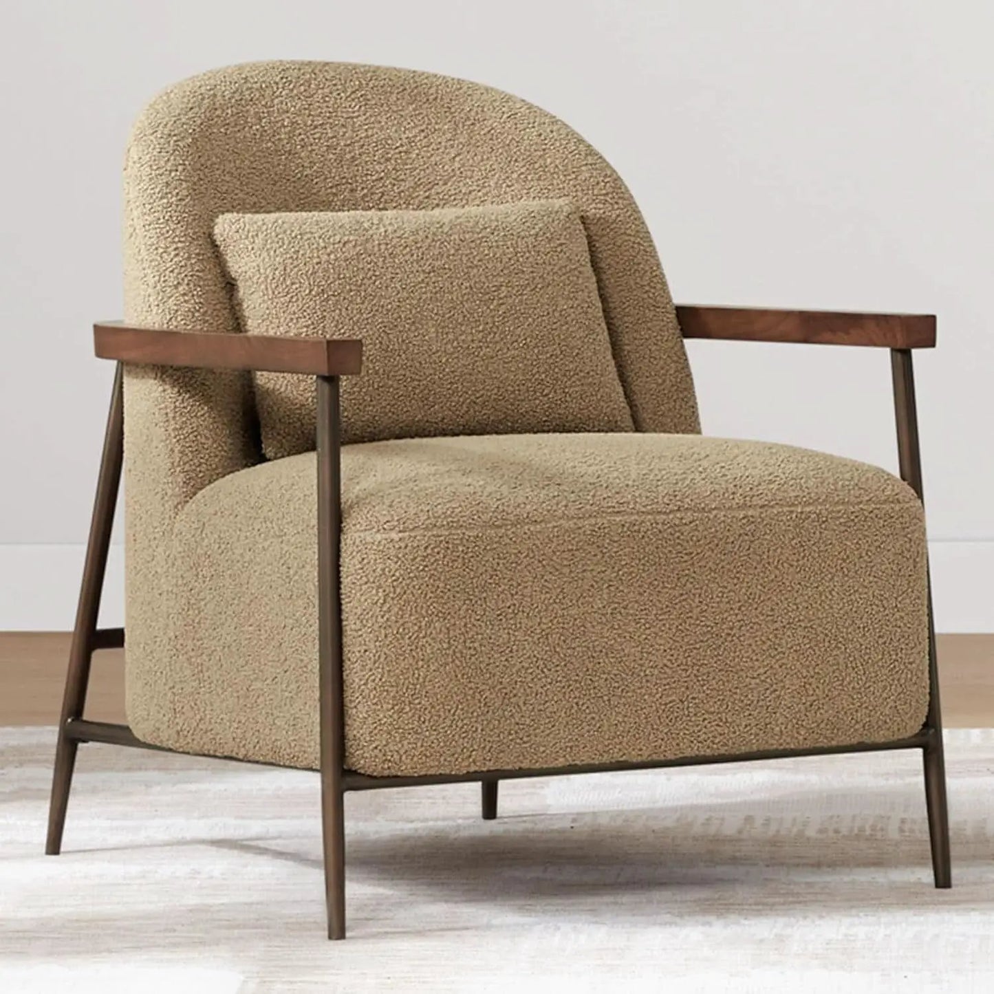 Camel Faux Sherpa Upholstered Armchair Modern Collection from PriceLows™