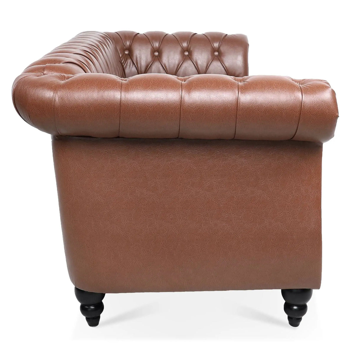 Rolled Arm Chesterfield Sofa | 3 Seater | Staggered Deep Pull Buckles | TB117 Compliant