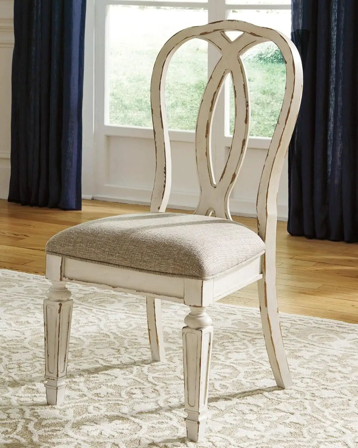 Realyn French Ribbon Back Dining Chairs Chipped White from PriceLows™