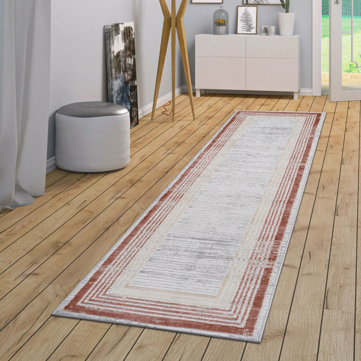 Marfi Bordered Area Rug | 36 x 24 Inch | Stain Resistant | Non-Shedding